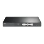 Tplink 18-Port Gigabit Rackmount  Switch with 16-Port PoE+PORT: 16× Gigabit PoE+ Ports, 2× Gigabit Non-PoE Ports, 2× Combo Gigabit SFP SlotsSPEC: 802.3at/af, 250 W PoE Power, 1U 19-inch Rack-mountable Steel CaseFEATURE: Plug and Play