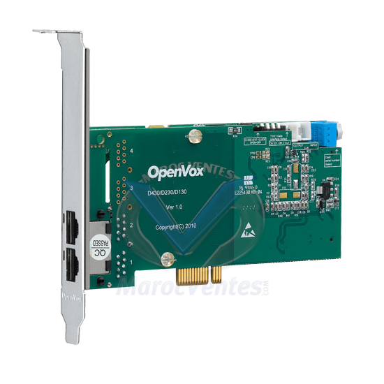 Carte T1/E1/J1 PRI 2 Port PCI-E (Version avancée, Bas Profil) D230